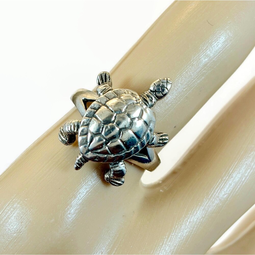 Turtle Ring, Legs Move, Head Moves, Articulated, Sterling Silver, Vintage